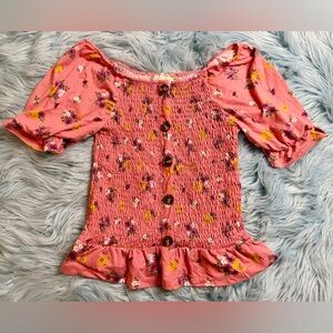 Btween Girls Pink Floral Smocked top Tween Size 10